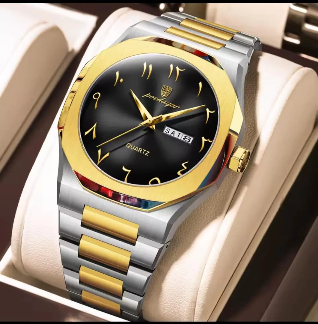 Poedagar Men's Two-Tone Stainless Steel Quartz Watch