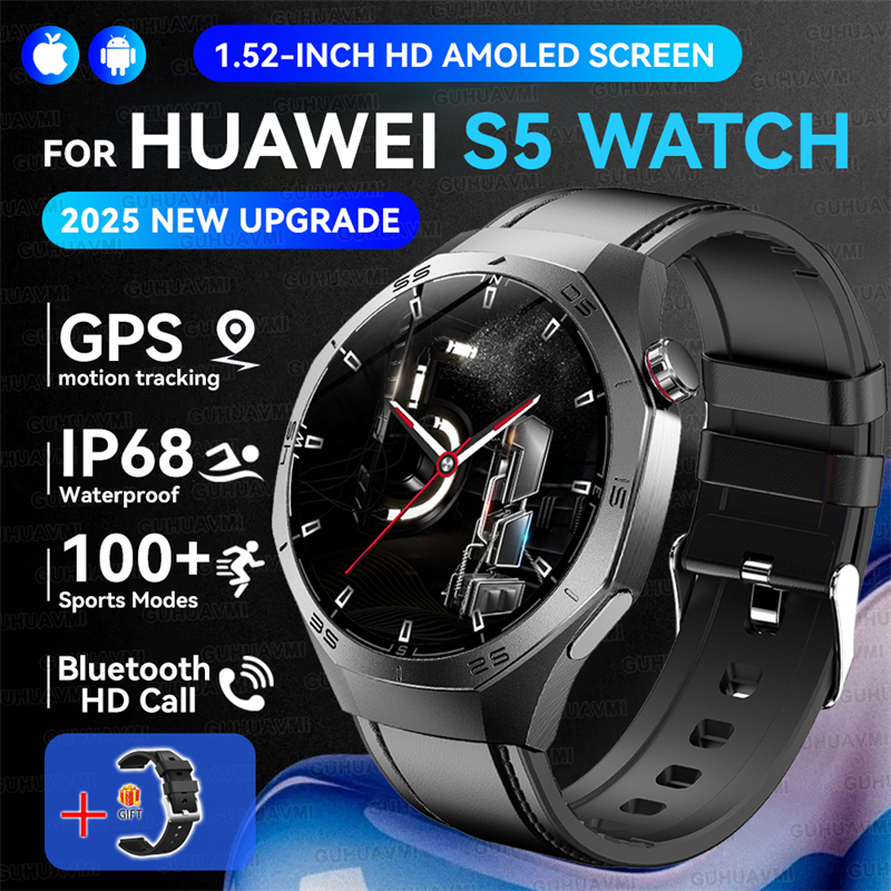 2025 New GUHUAVMI GT5 Pro Smart Watch Men HD AMOLED Screen GPS Motion trajectory HeartRate Bluetooth Call 1.52" SmartWatch IP68