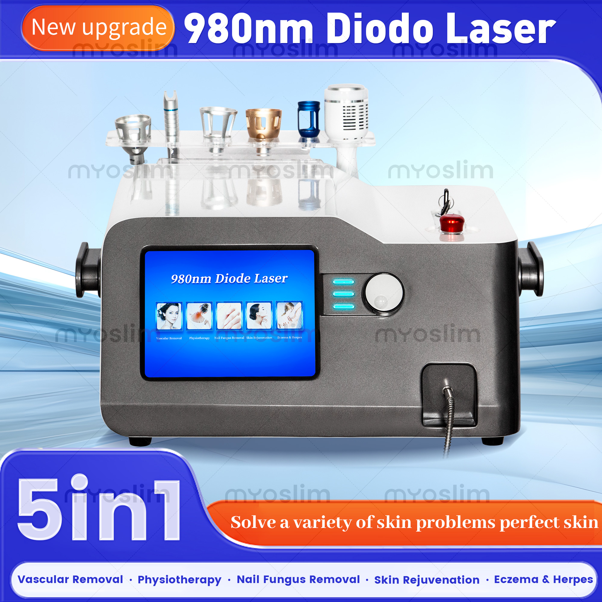 BEST 5 in 1 980nm Diode Laser Vascular Removal Machine Remove Spider Veins 980 Diode Laser Blood Vessels Removal Nail Fungus
