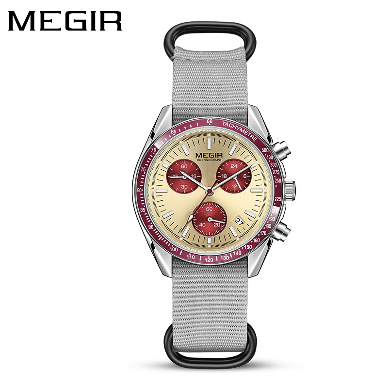 MEGIR 2247 Fashion Quartz Watches for Man Calendar Chronograph Clock Canvas Strap Luminous Casual Sports Men Watch reloj hombre