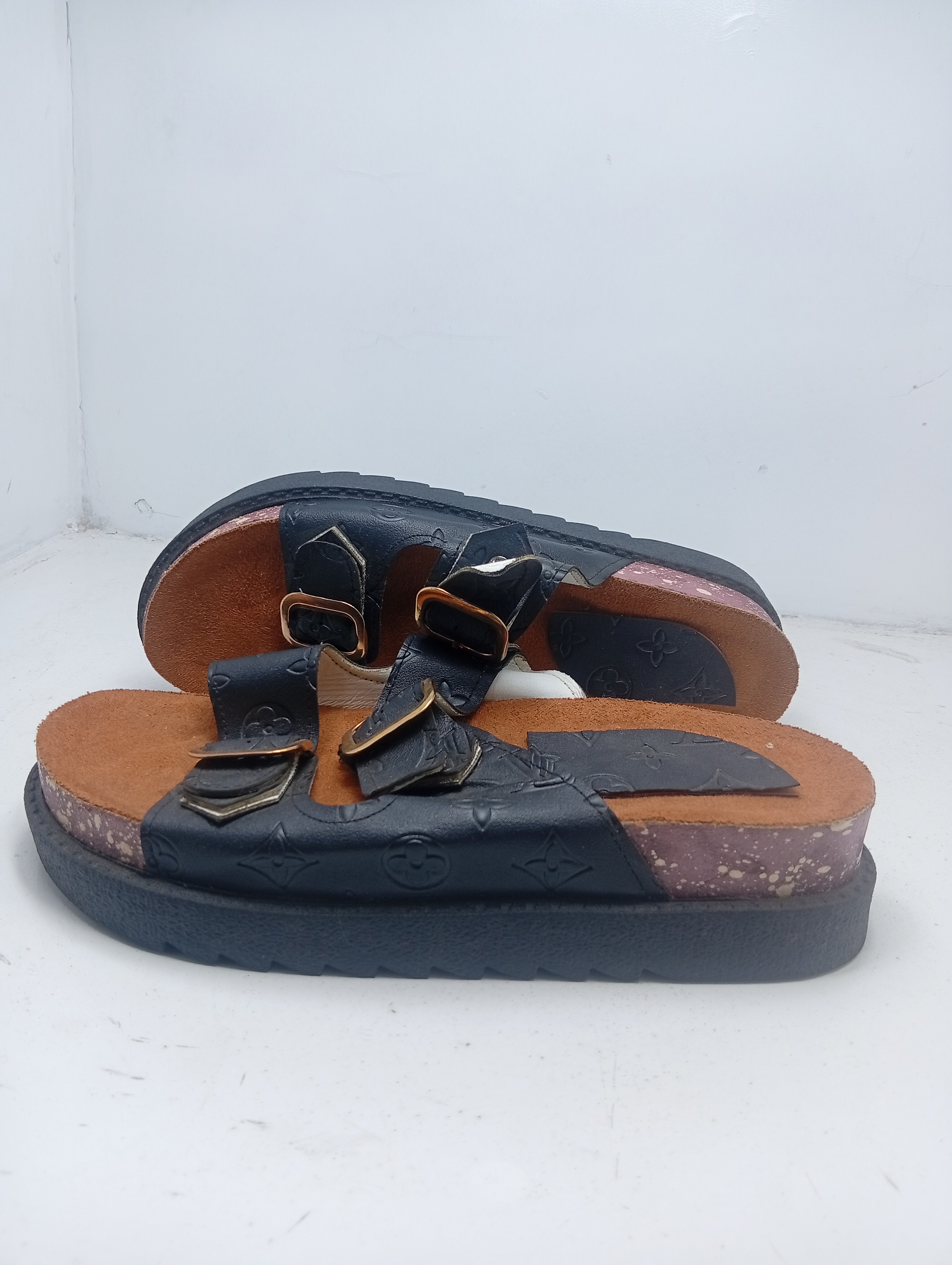 Men's Premium Leather Sandals with Monogram Pattern