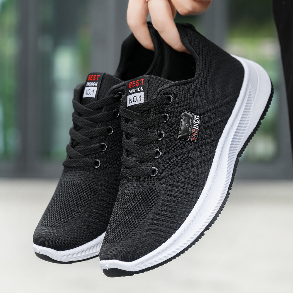 Men's woven mesh sports single shoes with comfortable, breathable and trendy casual running shoes