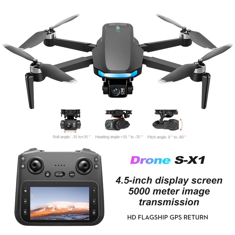 S-X1 MAX GPS Drone 4K Professional HD Camera 3-Axis Gimbal 5G Digital image transmission Large Screen FPV Dron RC Quadcopter 5KM