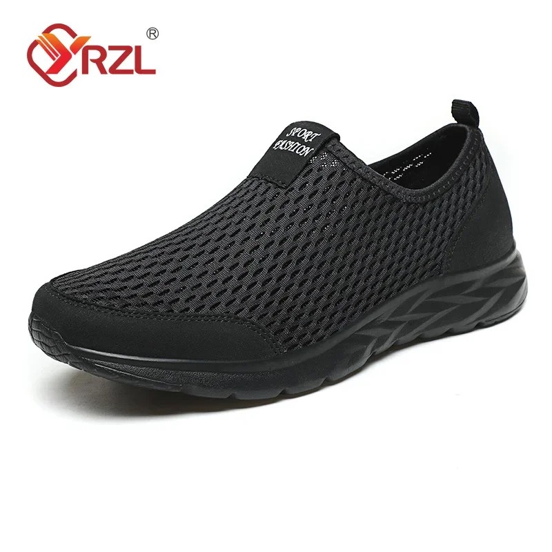 YRZL Men's Sneakers Breathable Mesh Men Casual Shoes Outdoor Non-Slip Big Size Loafers Walking Lightweight Male Tennis shoes