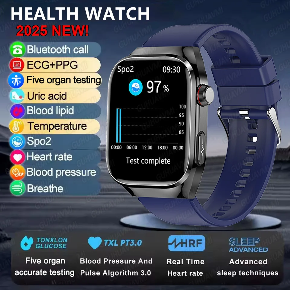 2025 New Smart Watch 2.04-inch AMOLED Screen Bluetooth Call IP68 Waterproof 650mA Sports Smartwatches Men Android Military-Grade