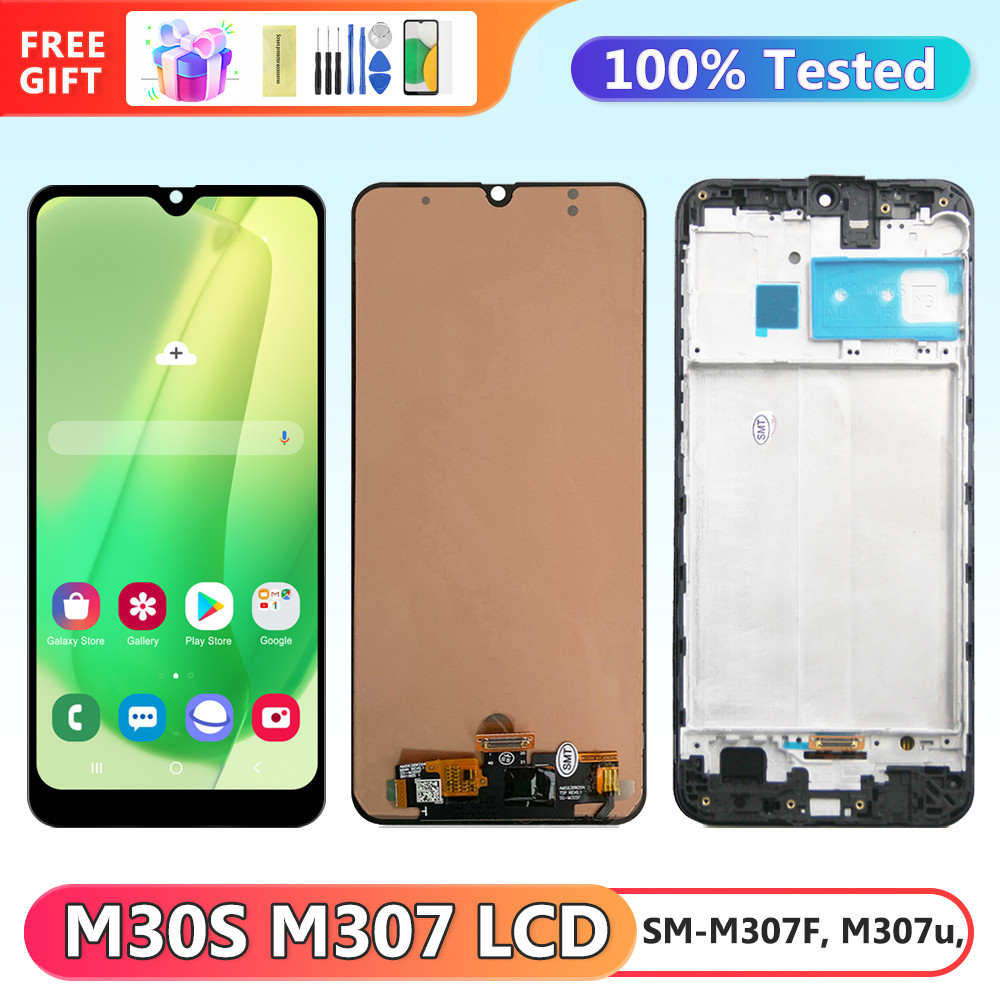 tft M30s Display Screen with Frame, for Samsung Galaxy M30s M307 M307F M3070 Lcd Display Digital Touch Screen Replacement
