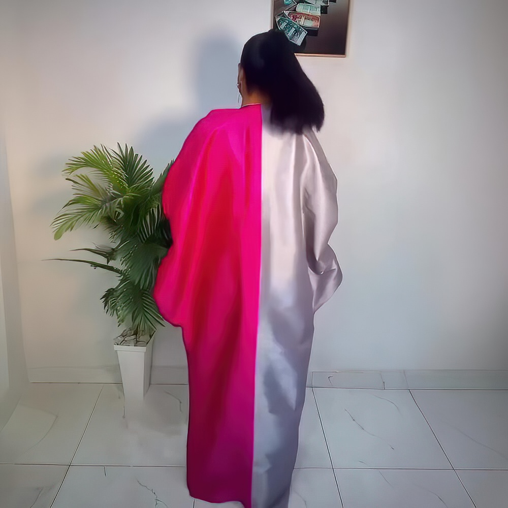 Fashion boubou africain femme Color blocking african dress Embroidery decoration africa clothing