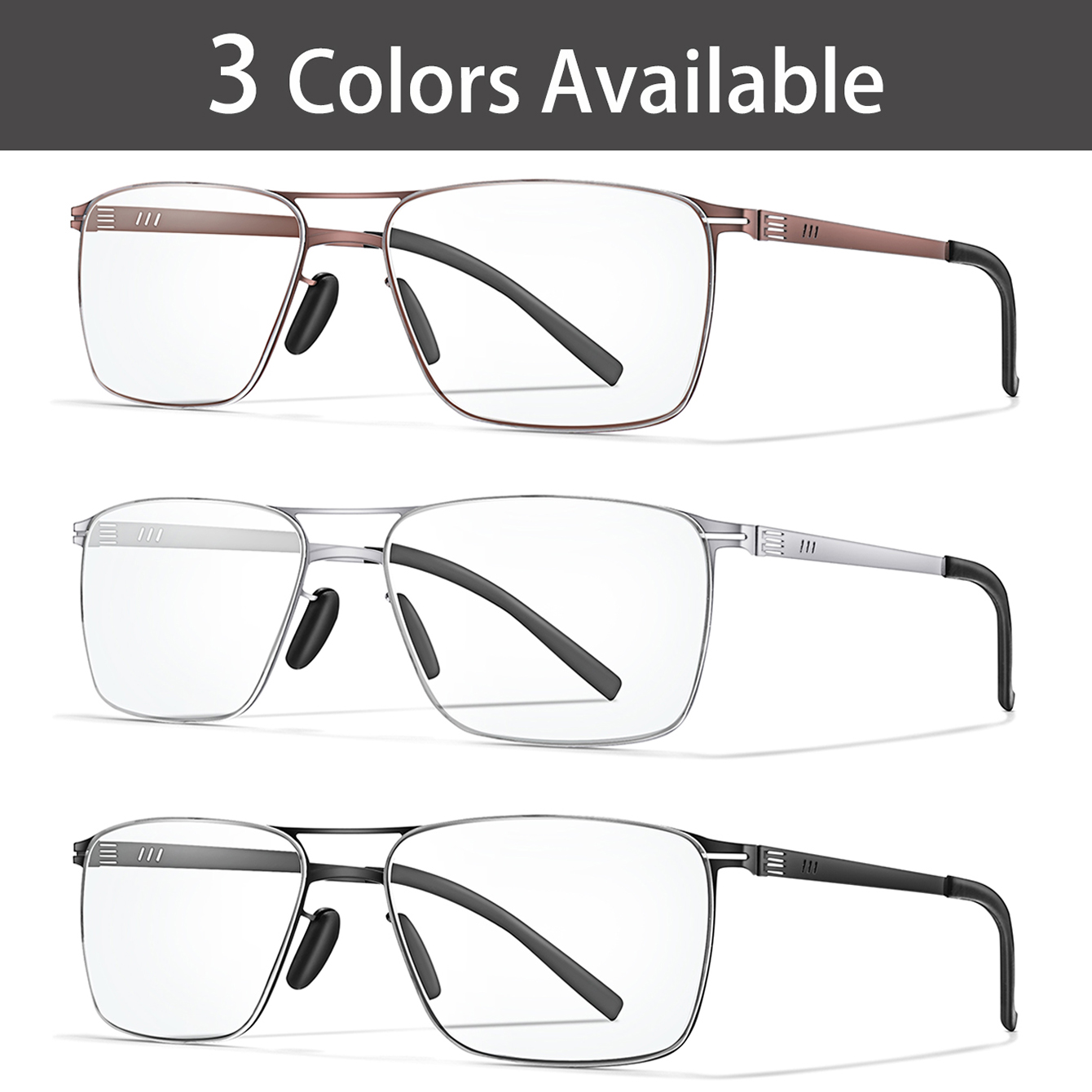 Fashion Photochromic Reading Glasses Vintage Rectangular Metal-Frame Eyeglasses Presbyopic Glasses daily wear