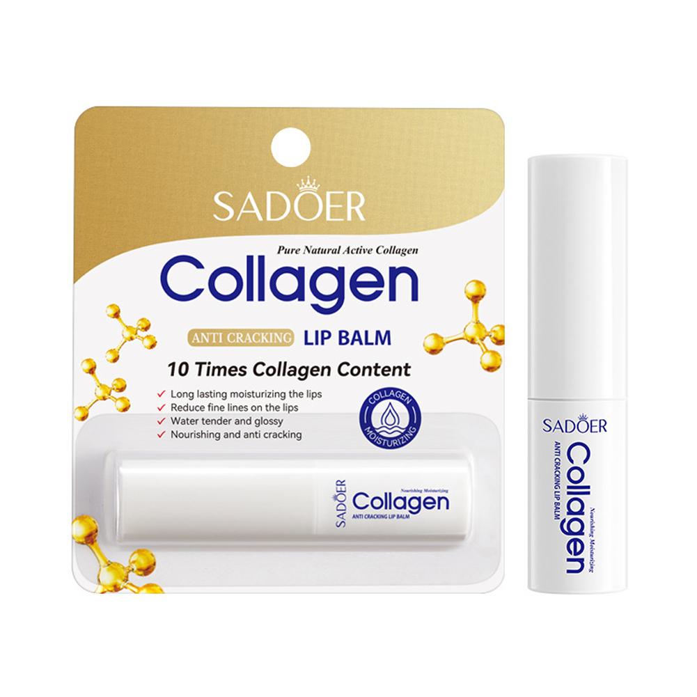 SADOER Collagen Lip Balm Moisturizing Anti Cracking Brightening Repair Nourishing Hydrating Lipstick Lips Skin Care Products