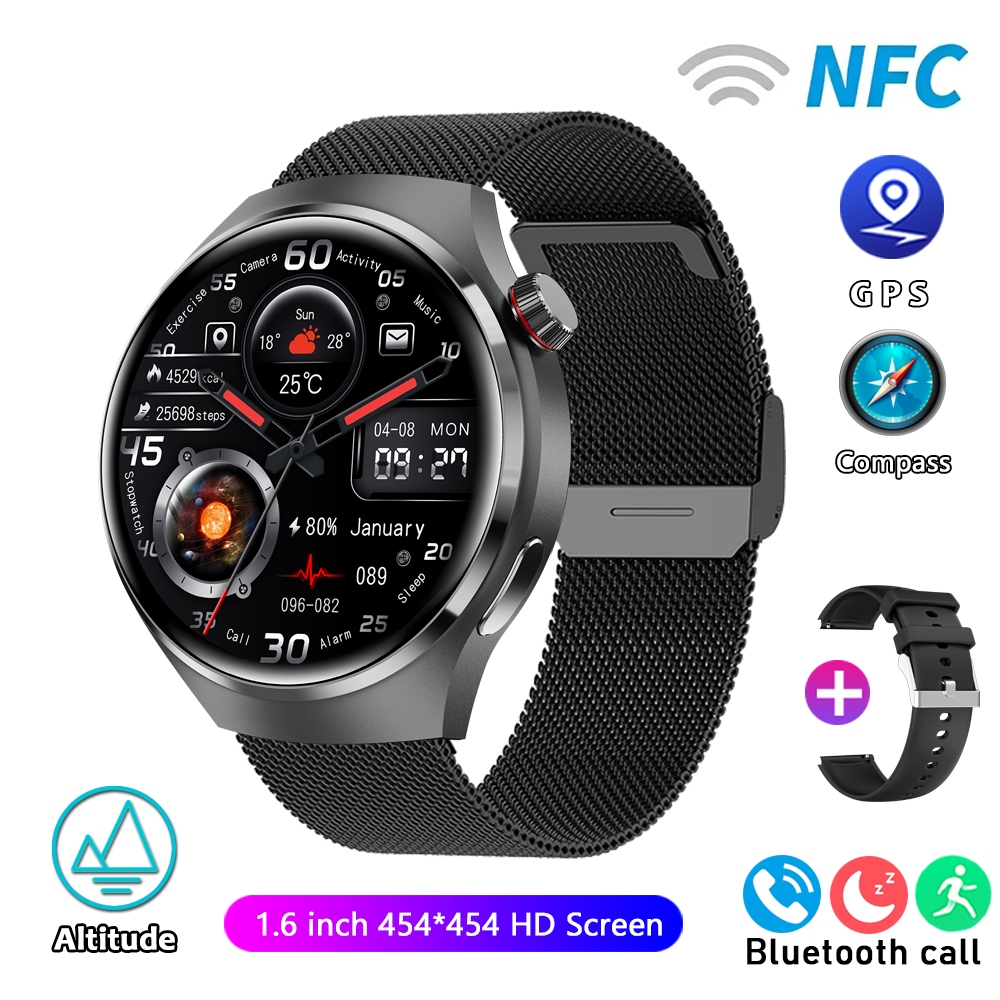 2025 New Watch 4 Pro Upgrade GPS NFC Men's Smartwatch 360*360 AMOLED HD Bluetooth Call Waterproof Smart Watch