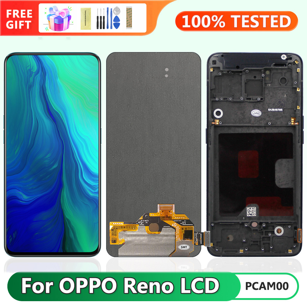 6.4" Screen for Oppo Reno PCAM00 PCAT00 CPH1917 Lcd Display Digital Touch Screen with Frame for Oppo Reno Screen Replacement