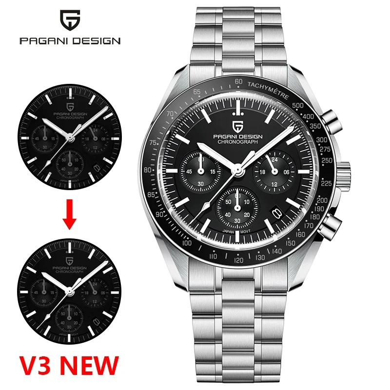 2025 New PAGANI DESIGN Mens Watches Top Brand Luxury Automatic Quartz Chronograph Waterproof Sport Stainless Steel Clock Relogio