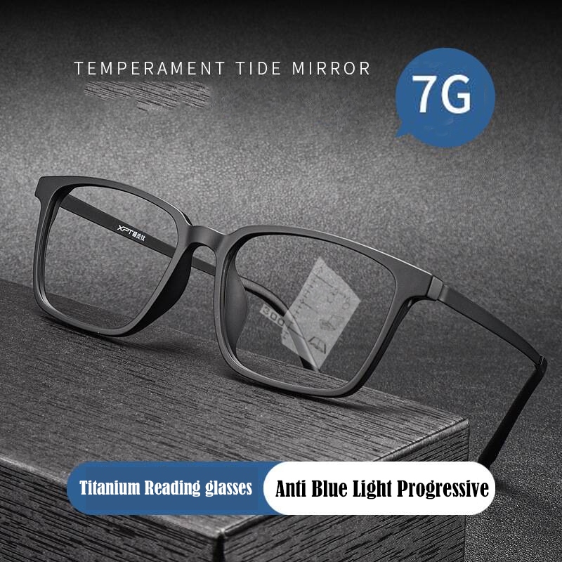 2025 Titanium Progressive Multifocal Reading Glasses Men Women Anti Blue Light Presbyopic Glasses Half Frame High Quality 1.5