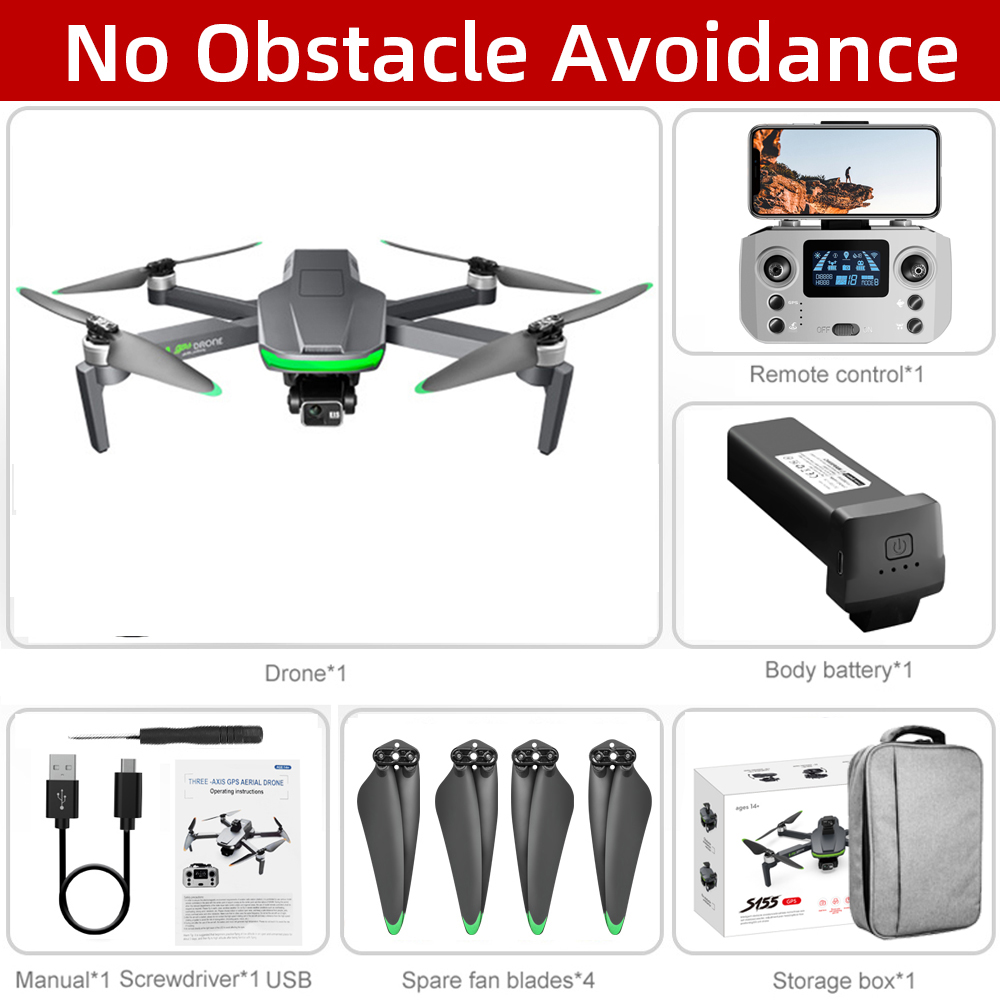 S155 Pro Max Drone 5G GPS Professional 8K HD Aerial Photography 3-Aixs-Gimbal Load 500g No/360 Obstacle Avoidance Quadrotor Dron