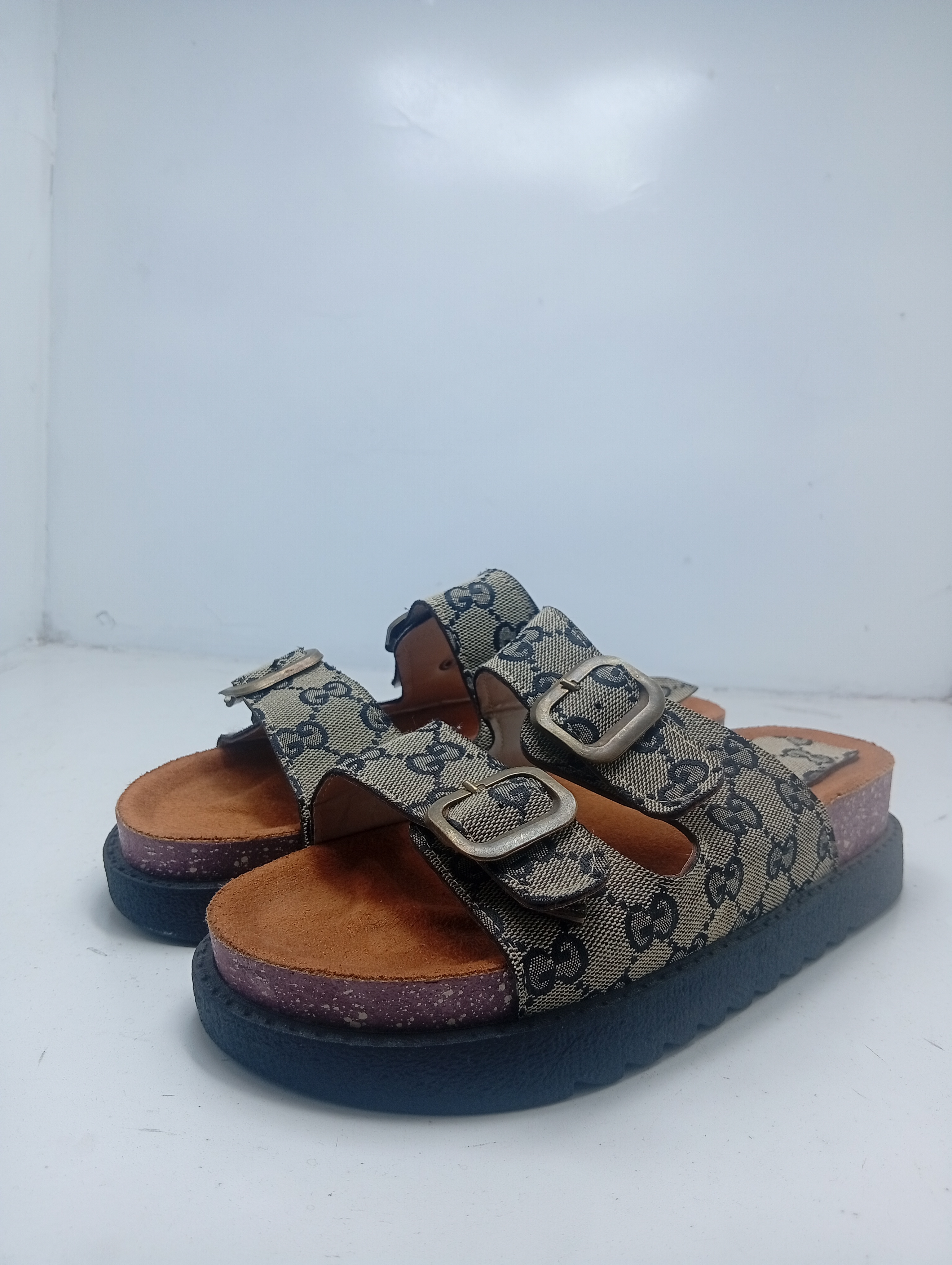 Gucci-Style Monogram Platform Sandals for Women