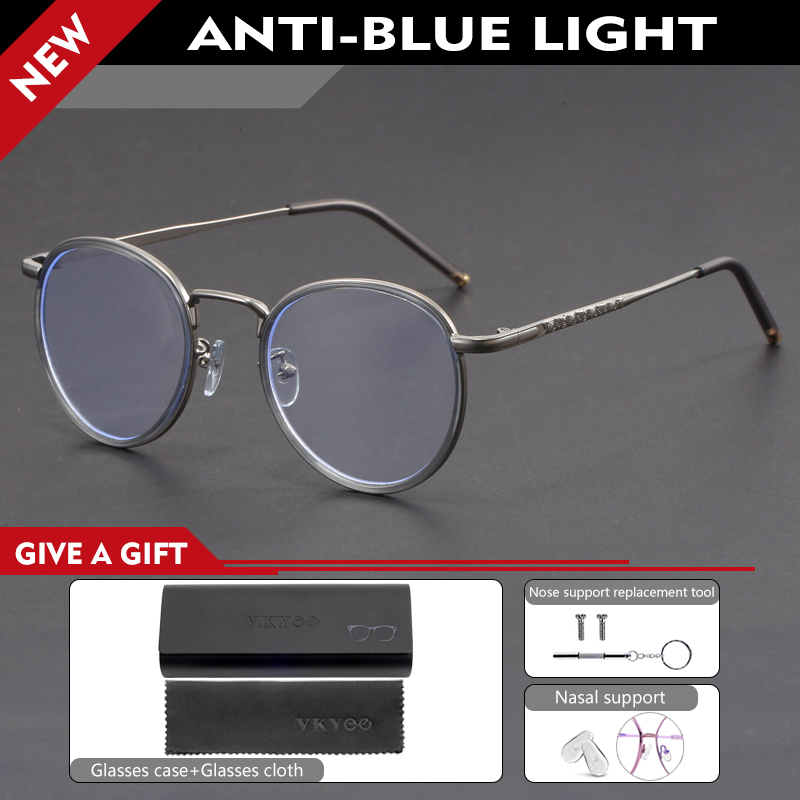 VICKY New Retro Round Geometric Design Men's and Women's Anti-blue Light Reading Glasses Can Be Customized Prescription 1043