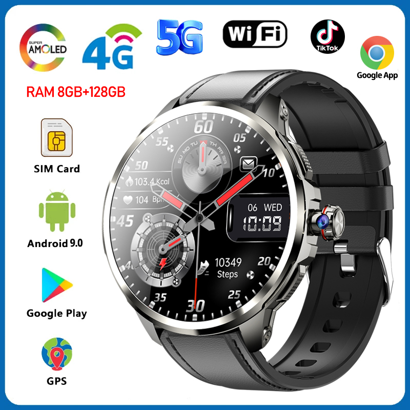 5G/4G Full Netcom 8GB+128GB RAM Smart Watch 1.95 inch 720*720 AMOLED 2100mah Battery 900W Camera GPS WIFI Google APPS Smartwatch