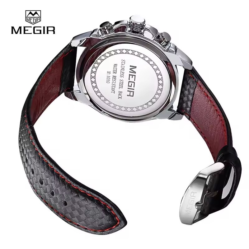 MEGIR 1010 Popular Men's Quartz Watch Original Luxury Fashion Brand Leather Strap Sports Clock Business Men's Watch reloj hombre