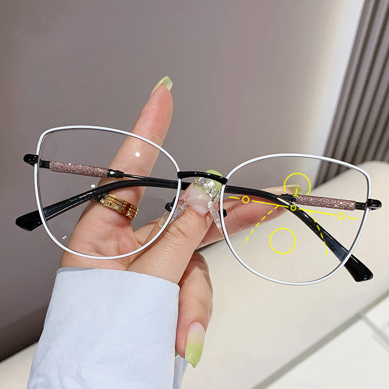 VICKI Lady Cat-Eyed Glasses Fashionable Anti-blue Light Sunglasses Customizable Prescription Photochromic Multifocal H7140