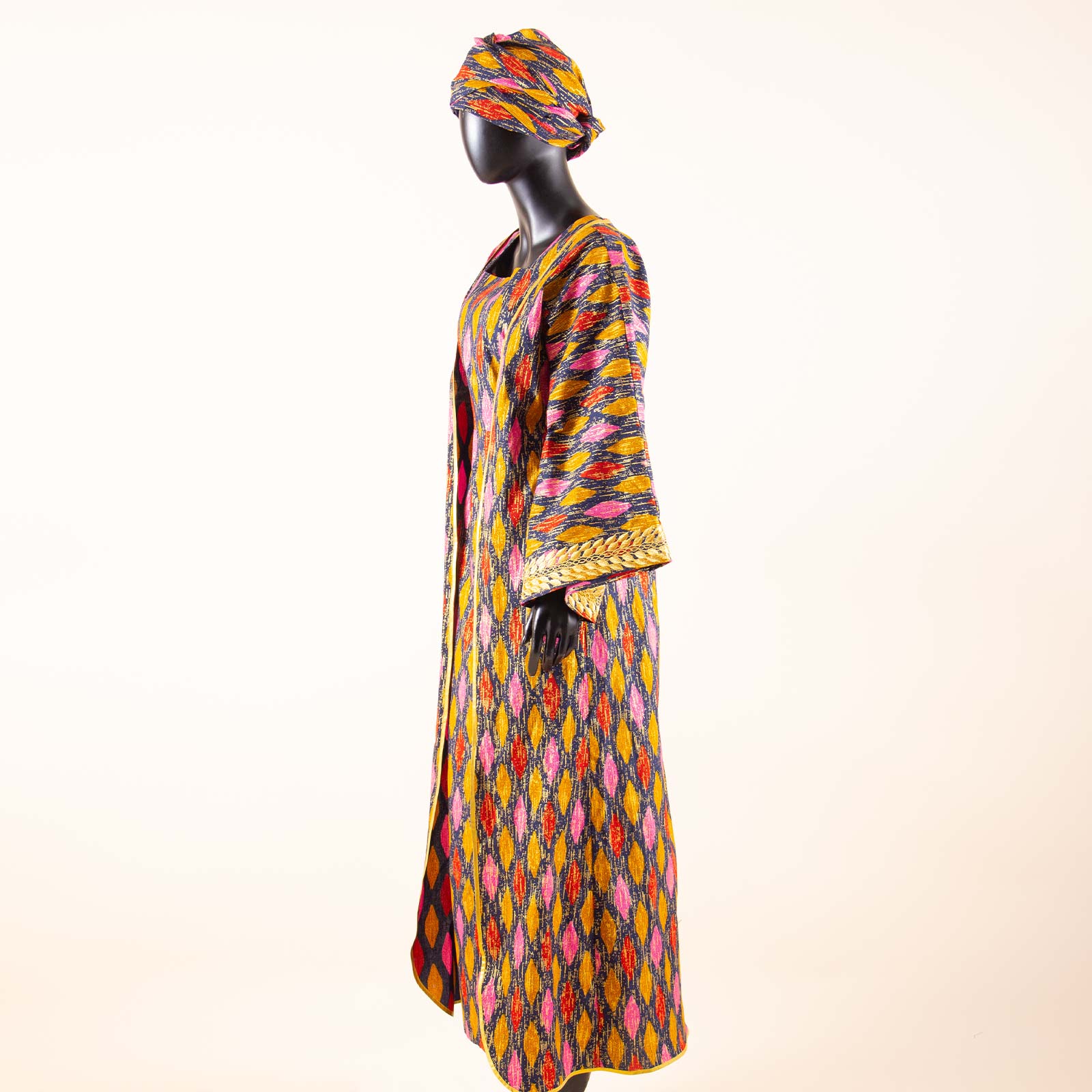 African Clothing for Women Female Suit Set Long Coat and Sleeveless Dress With Headscarf for Lady Traditional Outfits 2426029