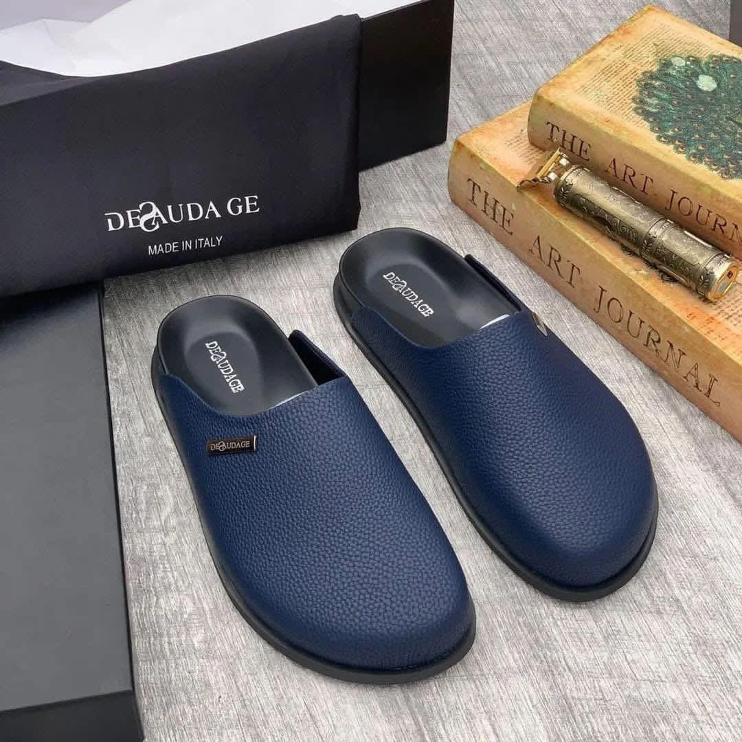 Desaudege Men's Premium Leather Slides - Black