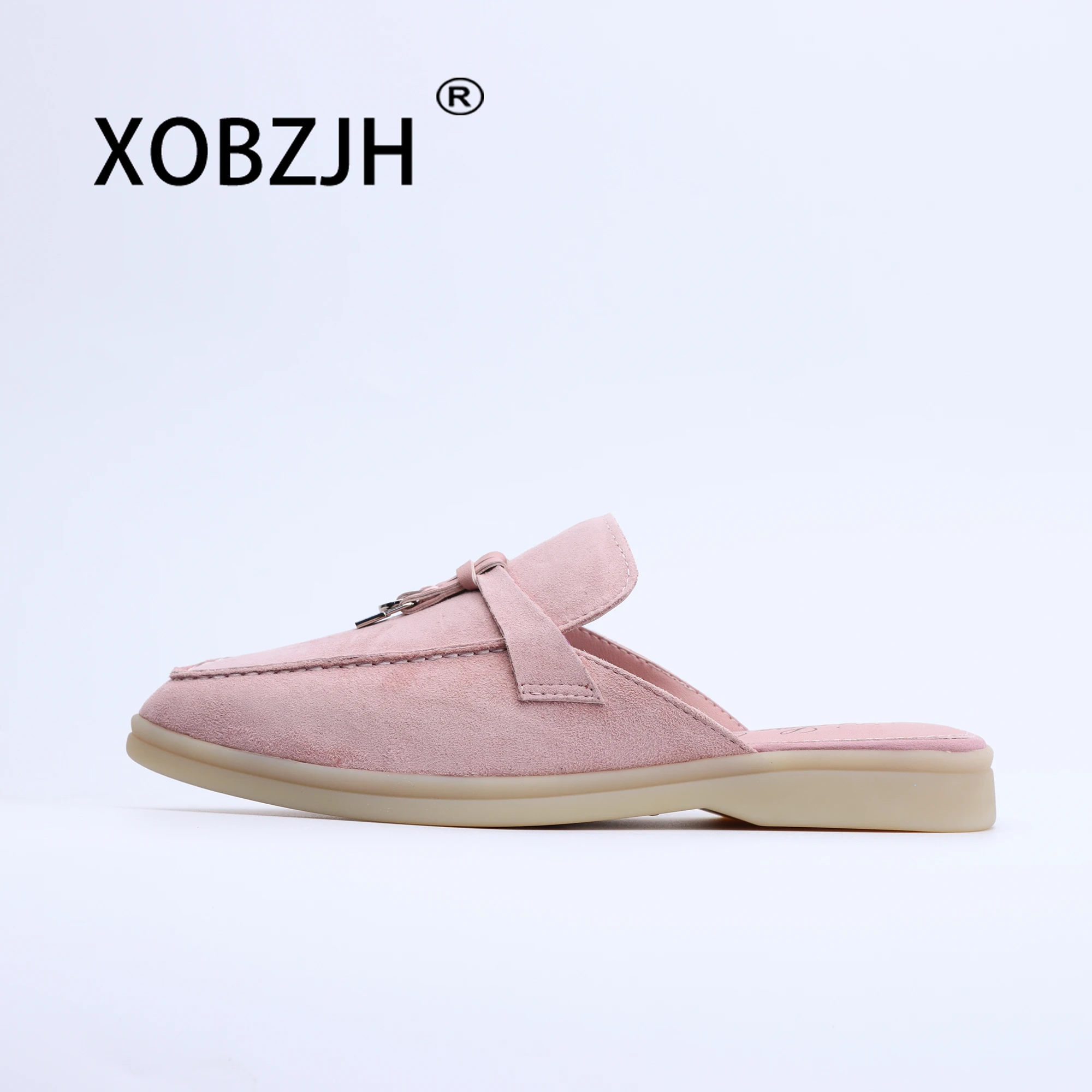 No Logo-Luxury Designer Tassel Suede Leather Loafers for Women 2025 Slip On Slippers Flat Shoes Work Walking Shoes High Quality