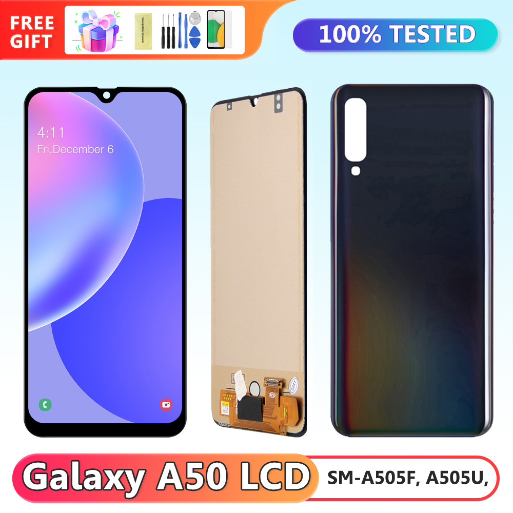 6.4'' A50 Display Replacement, for Samsung Galaxy A50 A505 A505F Lcd Display Touch Screen Digitizer Assembly with Frame