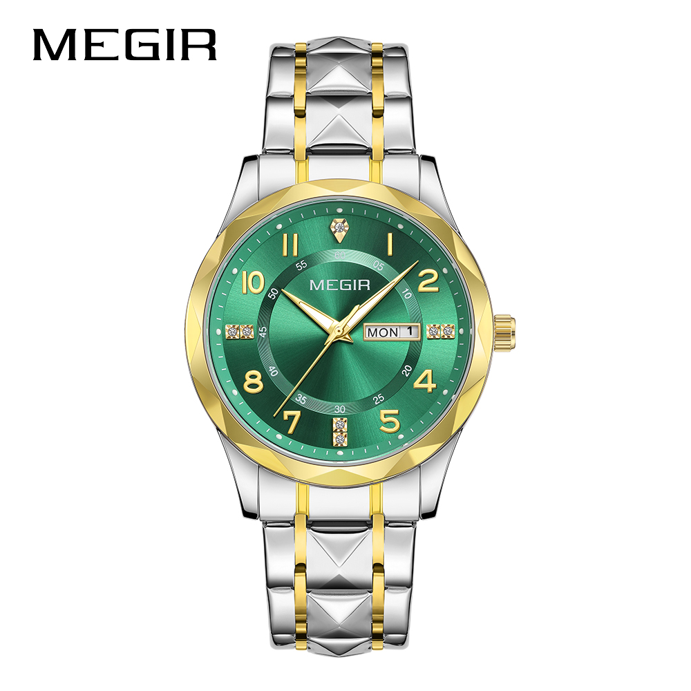 MEGIR Original Waterproof Man Wristwatch Luxury Quartz Stainless Steel Luminous Men Watch Top Brand Business Male Clock