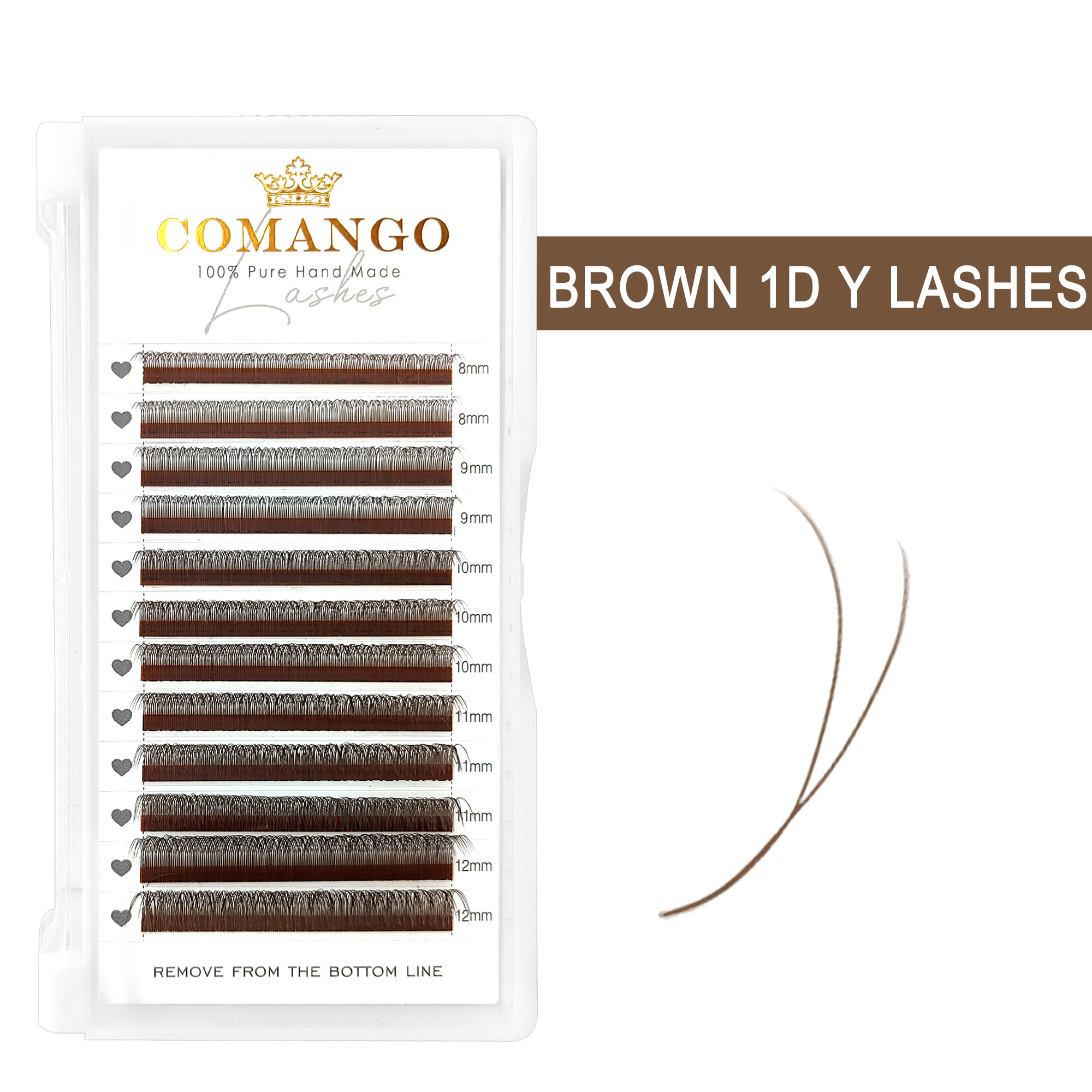 CoMango Mix 8-12/8-15mm Brown Eyelash Extension 2D V Shape False Lash Premade Fans Soft Light Natural Eyelash Makeup