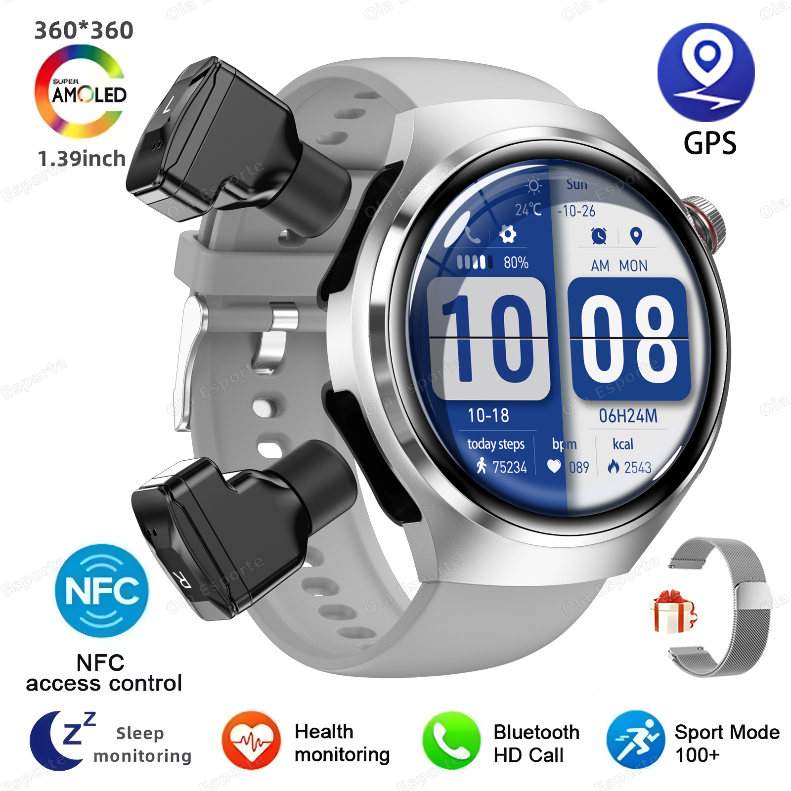 2 In 1 Smartwatch With Headphones TWS Earphone NFC GPS Tracker BT Calls IP68 Waterproof Sports Fitness Smart Watch Men 2025 New