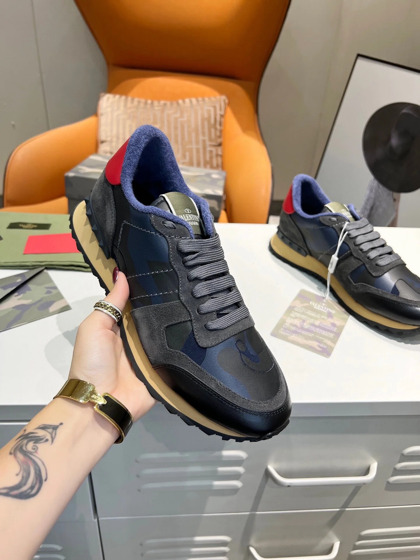 Men's Low Top Canvas Sneakers Rivet Camouflage Sports Casual Trendy Shoes Spring Autumn Leather Sole Adult China Made