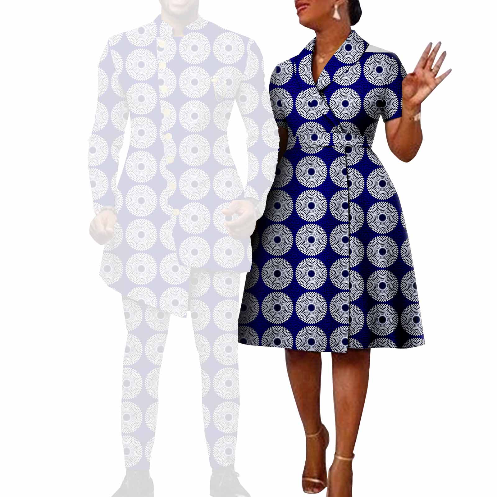 African Suits for Men Single Breasted Fit Jackets Matching Couple Outfits Bazin Riche Dashiki Print Dresses Trench Coats Y23C007
