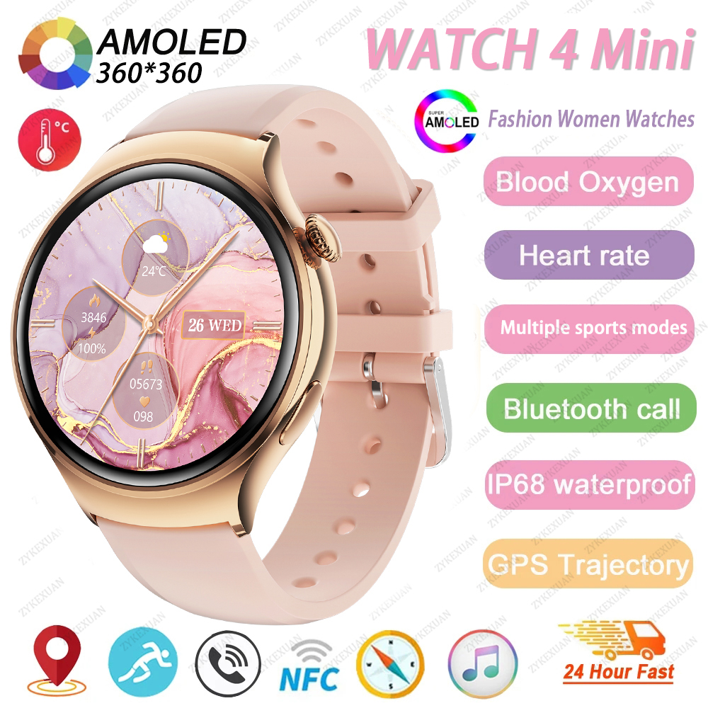2025 New GPS NFC Bluetooth Call Smartwatch  Women Watch 4 mini Sports Track Heart Rate Oximetry Monitor Health Smartwatch Woman