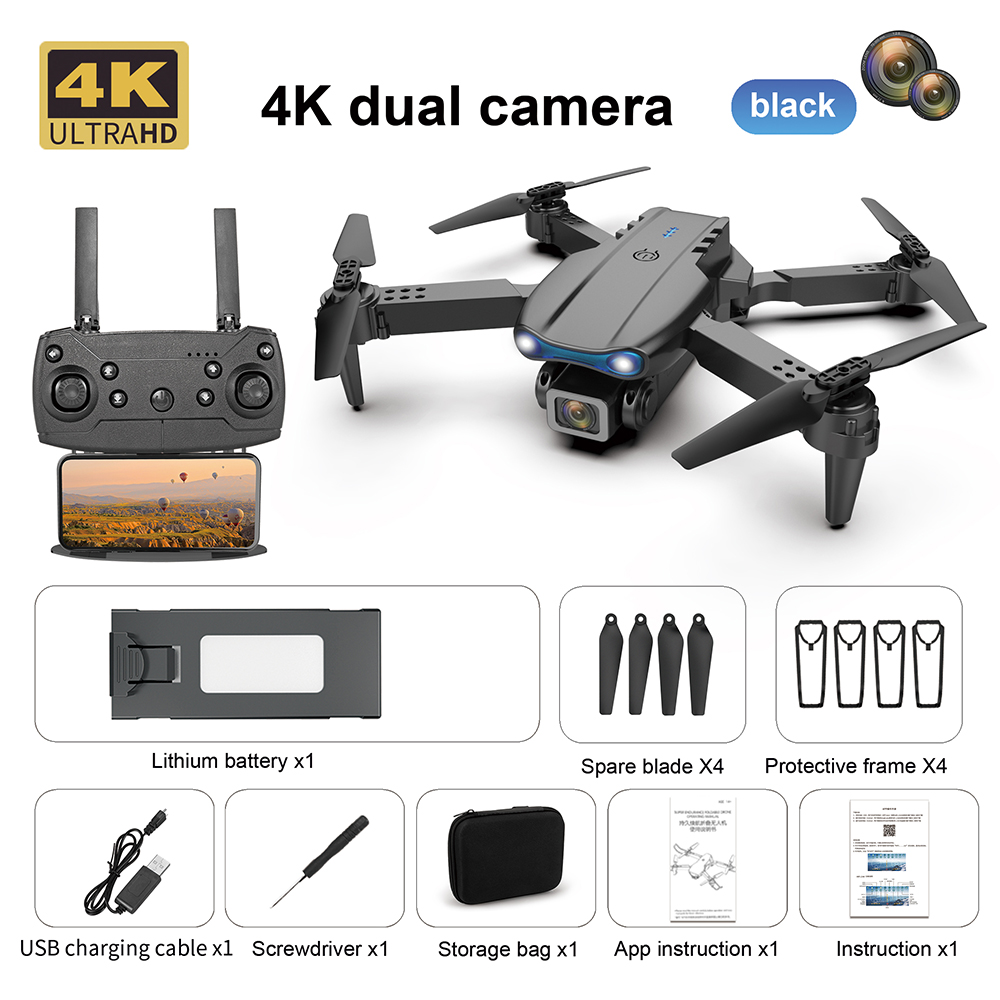 Professional Drone E99/K3 4K wide-angle HD camera WiFi FPV height Hold Foldable RC Quadrotor helicopter Camera-free Dron Toys