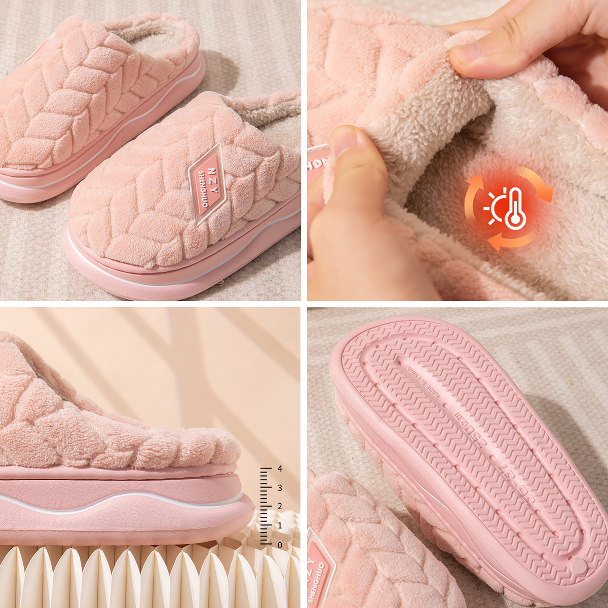 Winter Home Slippers for Women Warm Thick Sole Non Slip Indoor Slippers for Men Fluffy Bedroom Slippers for Unisex