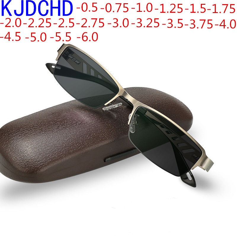 New men's titanium alloy glasses frame fashion woman ultra-light transition sunlight photochromic myopia prescription glasses