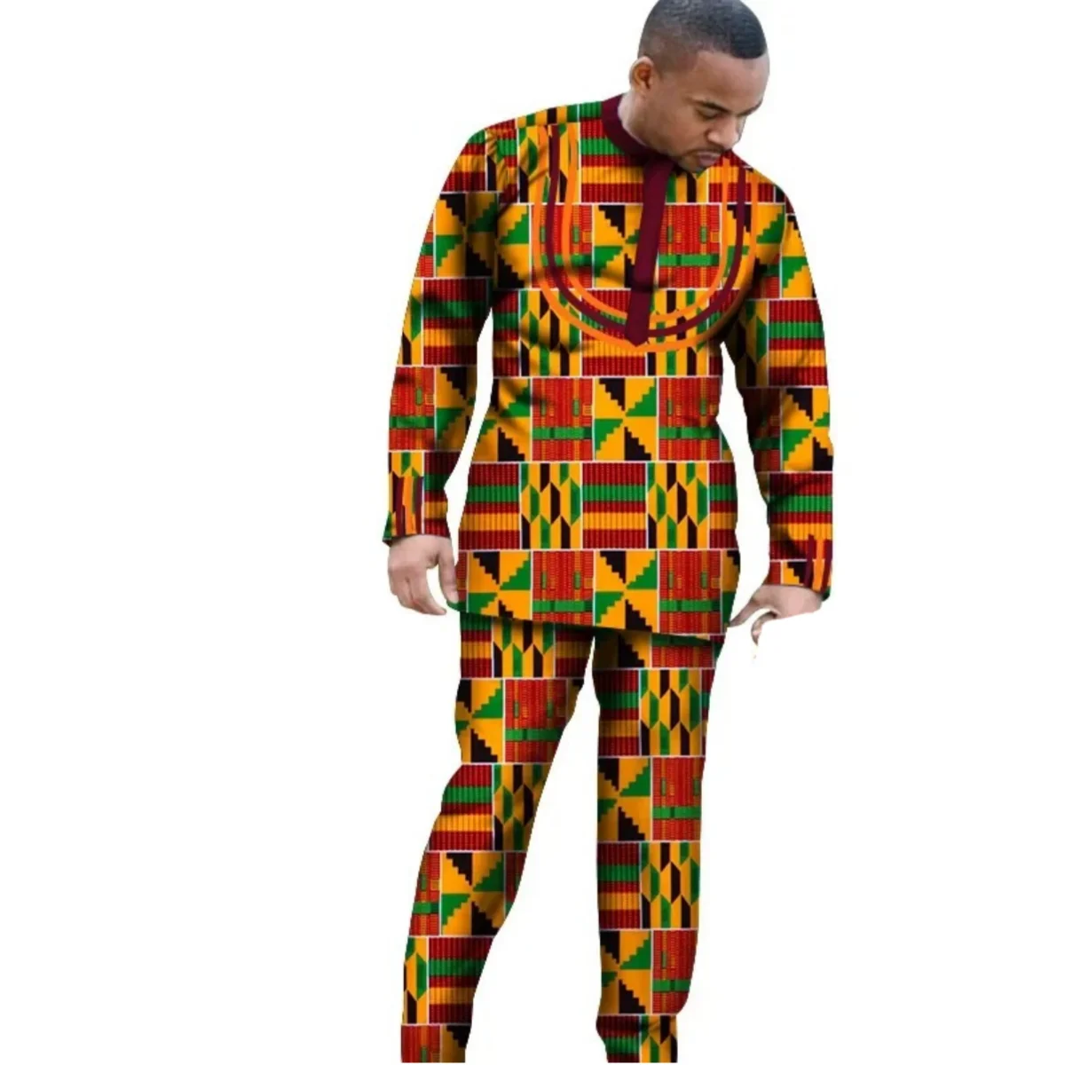 African Parent-child Clothing Long Sleeve Slim Fits Dashiki Outfits for Father Boys Fashion Men African Clothes Sets Wyq340