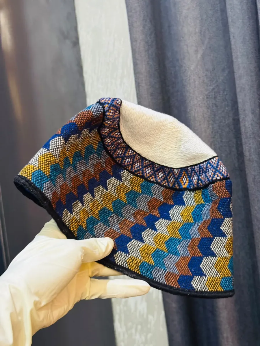 Handwoven Geometric Pattern Cap