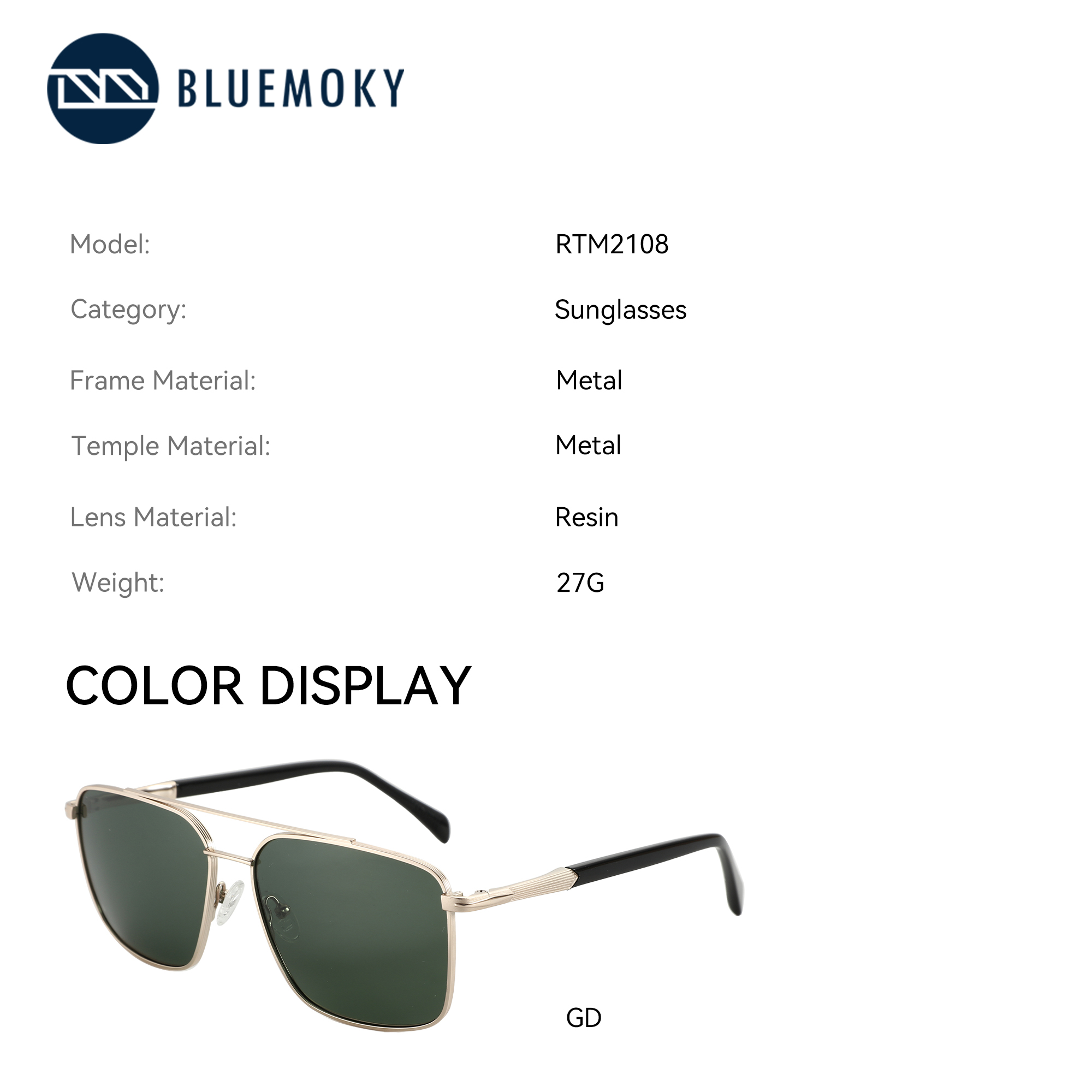 BLUEMOKY L Size Fashion Metal Aviator Prescription Sunglasses Men Progressive UV400 Polarized Myopia Sunglasses Man