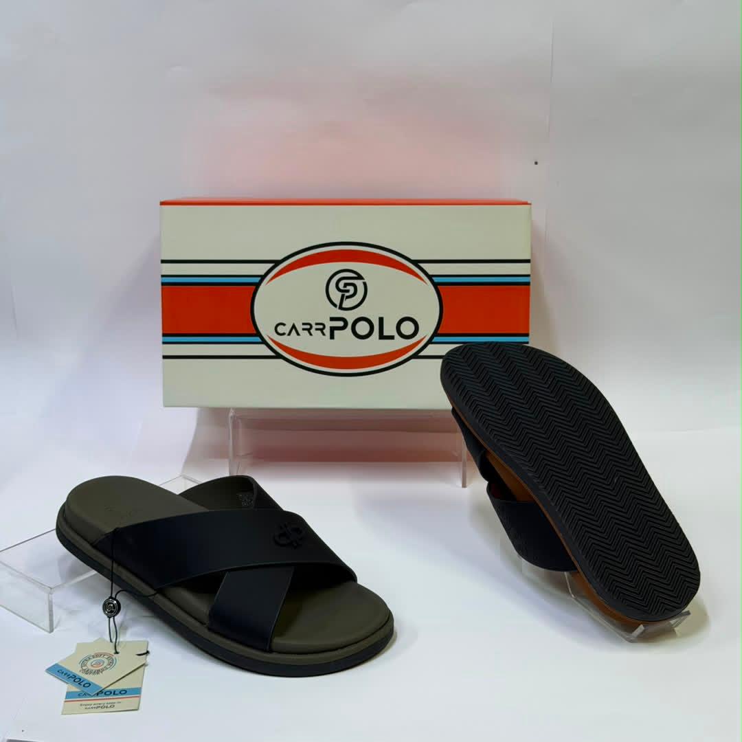 CarrPolo White & Brown Cross-Strap Sandals