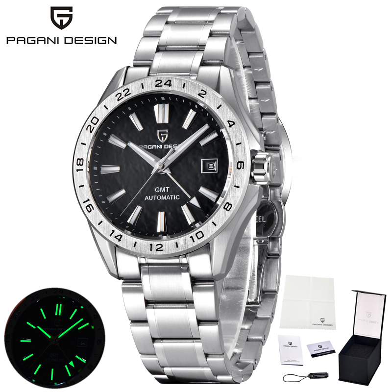 PAGANI DESIGN New Brand Luxury Mechanical Automatic Watch StainlessSteel Waterproof luminous Watch Date WaveDial watches for man