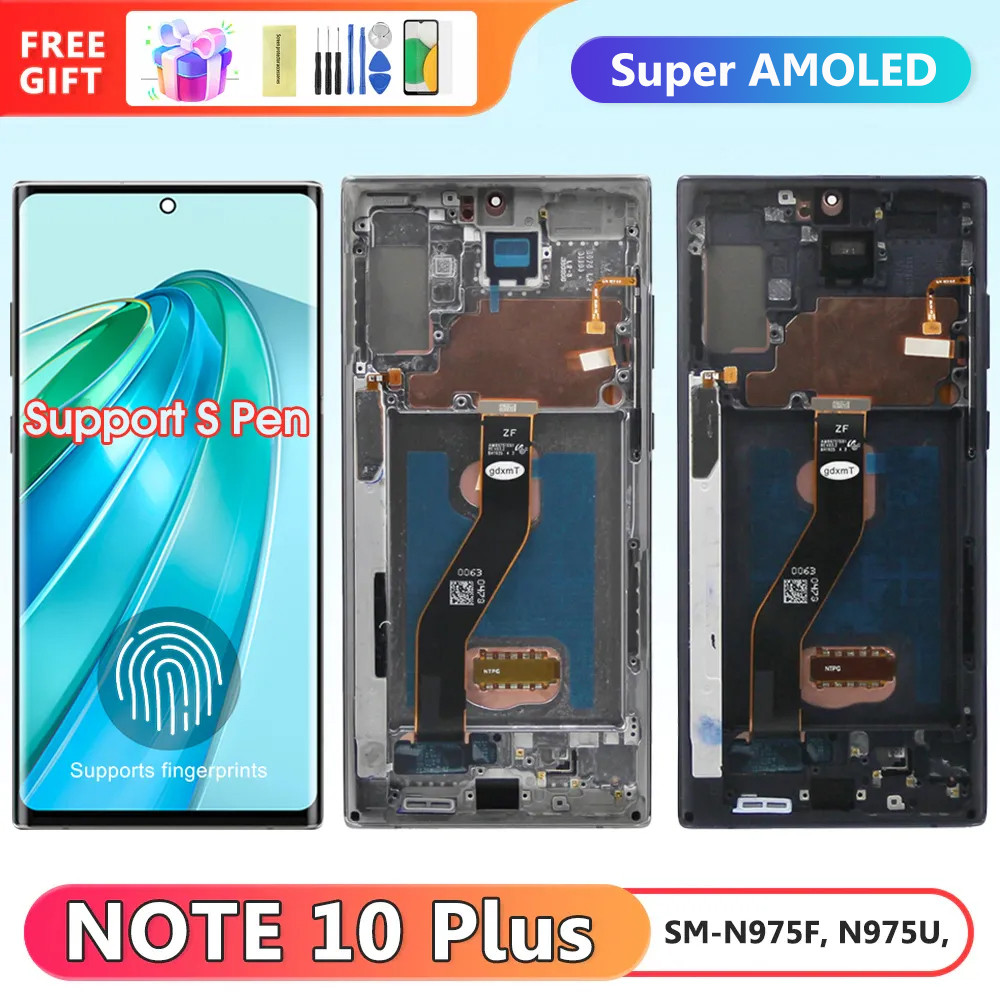 Screen for Samsung Galaxy Note10+ N975F N976F Lcd Display Digital Touch Screen with Frame for Samsung Galaxy Note 10 Plus 5G