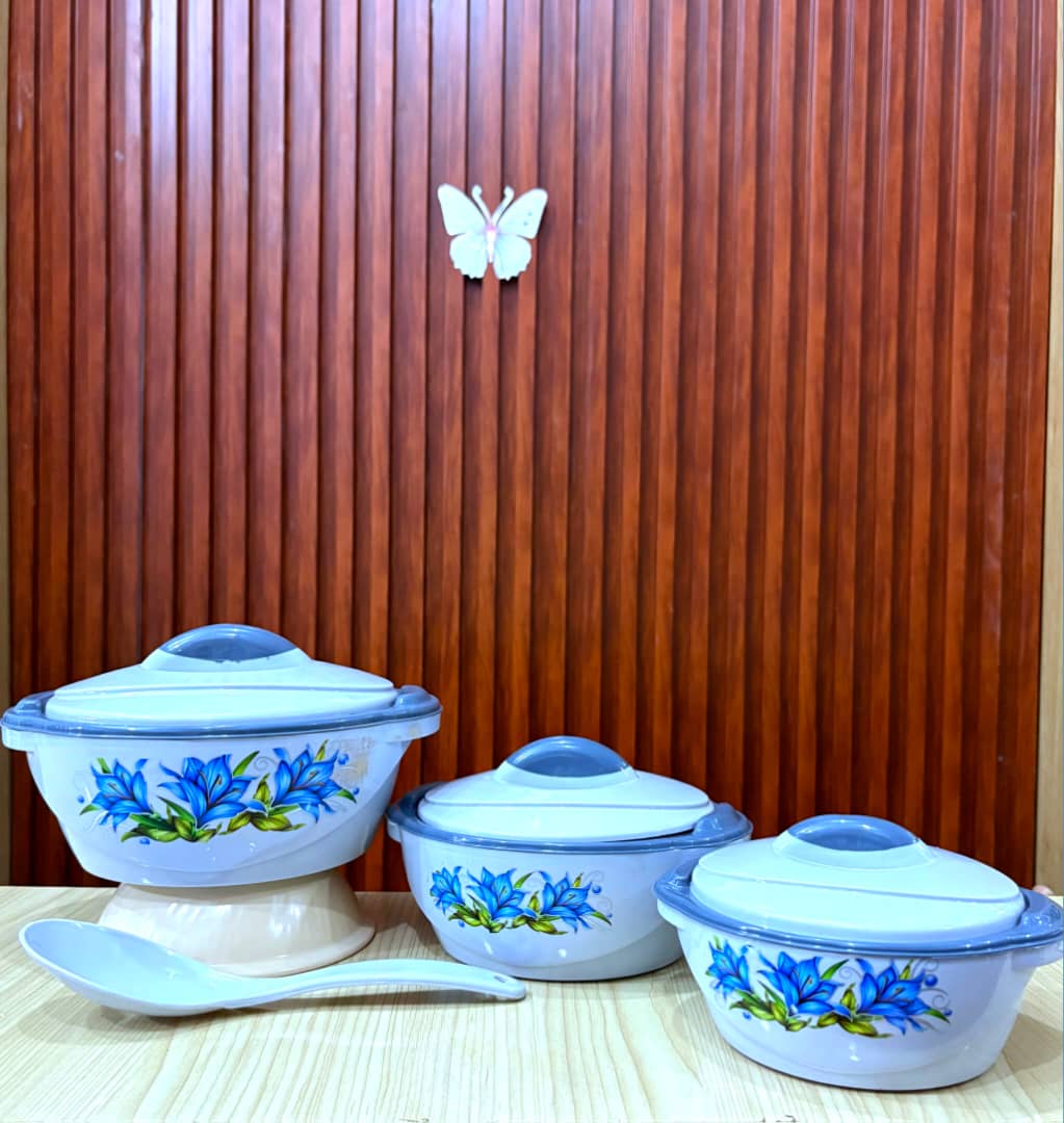 Blue Floral Ceramic Serving Set with Lids