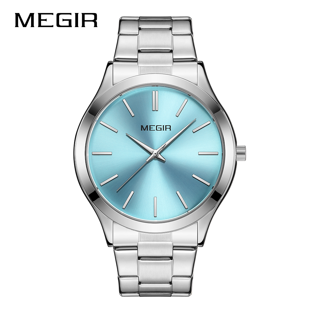 MEGIR Luxury Simple Quartz Men's Watch Business Stainless Steel Bracelet Luminous Watches Man High-Quality Clock reloj hombre