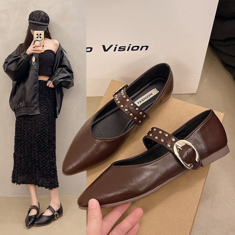 2025 New Pointed Toe Fashion Women Shoes Spring Autumn Elegant Party Daily Low Heels Pump Footwear Women Minimalist Flats Shoes