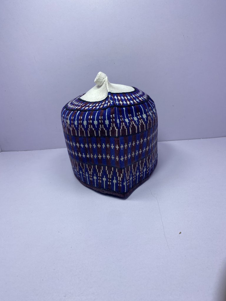 Blue – Hausa/Fulani Cap, Kufi, Handwoven Cap, Zawa