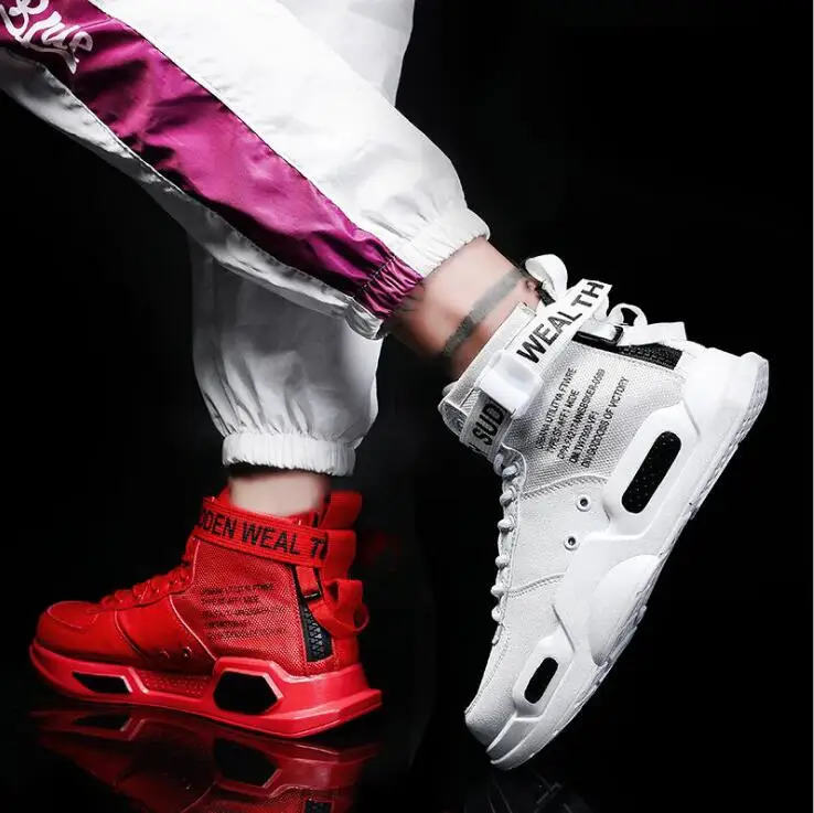 Men's High Top Fashion Leather Sneakers Trend Hot Sale Comfortable Man Casual Shoes Outdoor Non-slip Breathable Men Shoes 39-48