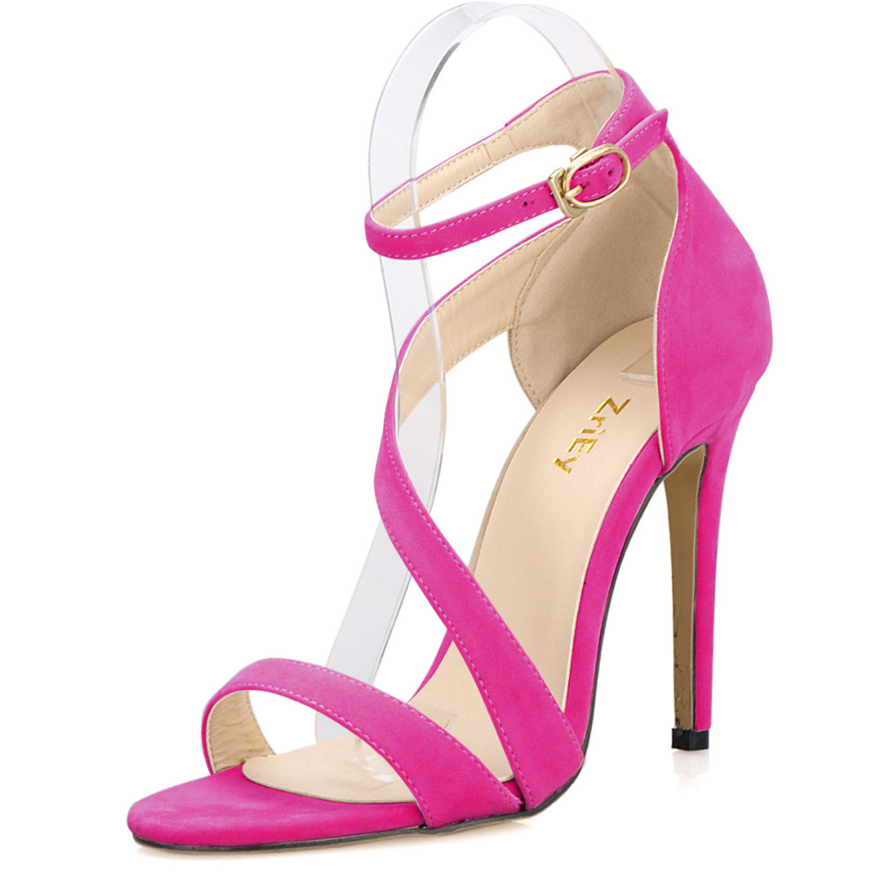 2025 New Women Sandals Sexy Open Toe Ankle Straps High Heels Stilettos Suede Wedding Shoes 11CM Thin  Sandalias 102-8VE