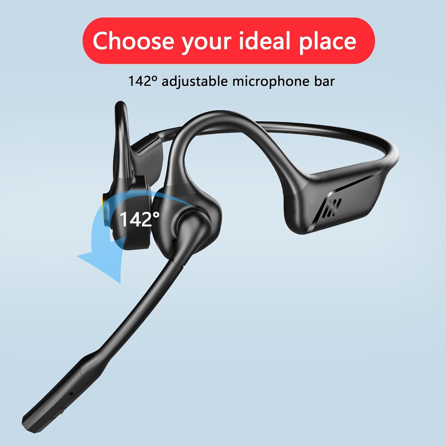 Open Ear Bluetooth 5.1 Headset Aptx HD/ LL Noise Canceling Microphone, Long 24H Wireless Headset  for Cellphone PC Laptop