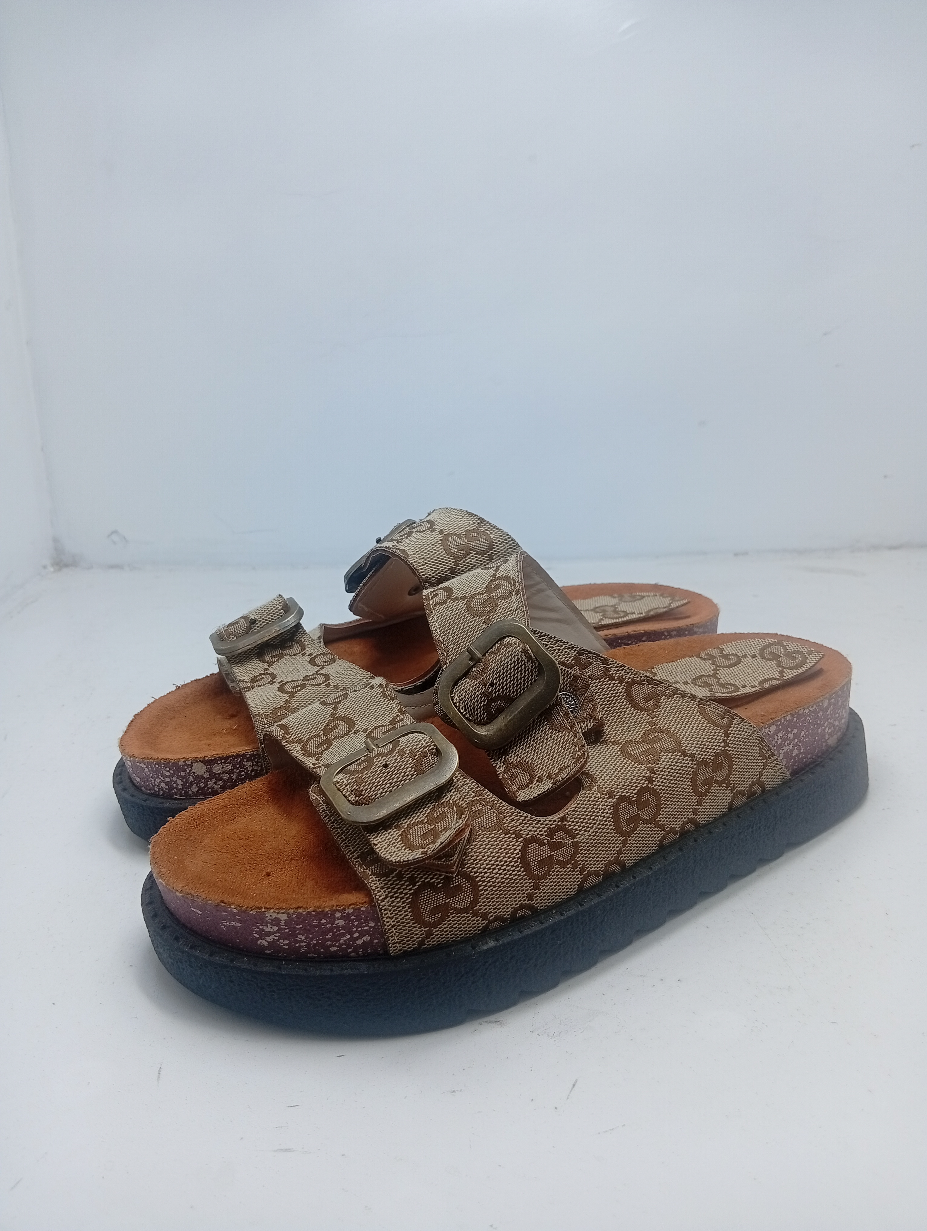 Gucci-Style Monogram Platform Sandals for Women